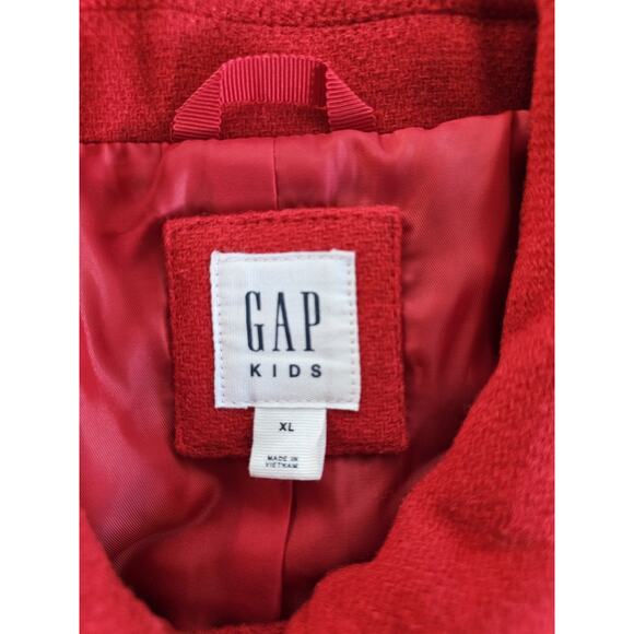 Gap Wool Blend Double-Breasted Peat Coat Youth Girls XL Red Holiday Preppy - Picture 2 of 9